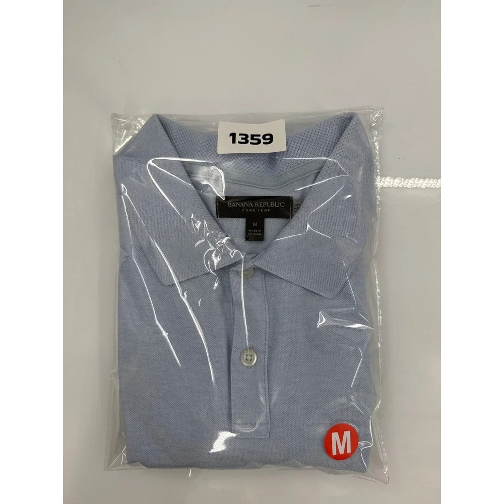 Banana Republic Core‎ Temp Polo Shirt Mens Medium Light Blue Short Sleeve Pique